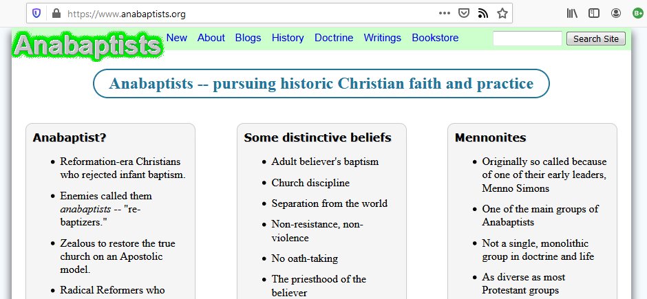 Anabaptists Home Page