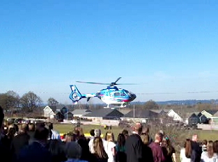 LifeFlight helicopter leaves Don Shirrell's funeral