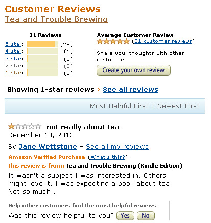 image of one-star review on Amazon