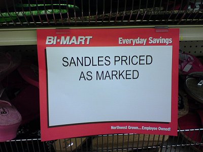 Another sign in Woodburn's BiMart