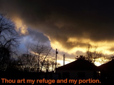 inspirational graphic: Thou art my refuge and my portion (Psalm 142:5)