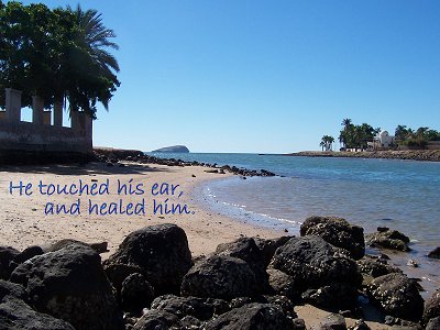 [He touched his ear, and healed him (Luke 22:51)]