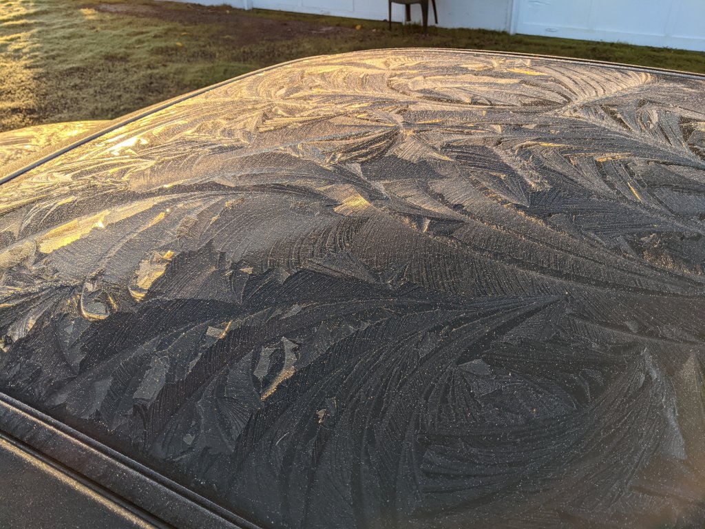 frosty swirls on car top
