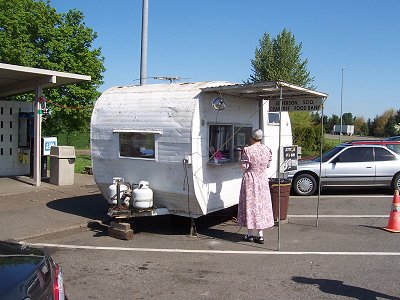 Ruby at Jefferson, Scio, Crabtree Food Bank coffee wagon at Albany I-5 rest area
