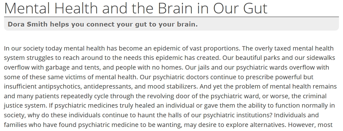 Mental Health and the Brain in Our Gut (by Dora Smith)
