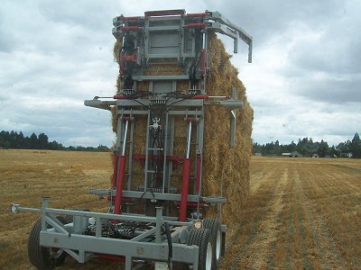 Standing a stack of bales with the Bale Chaser
