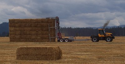 Releasing the bales and going 'throttle up' to pull away