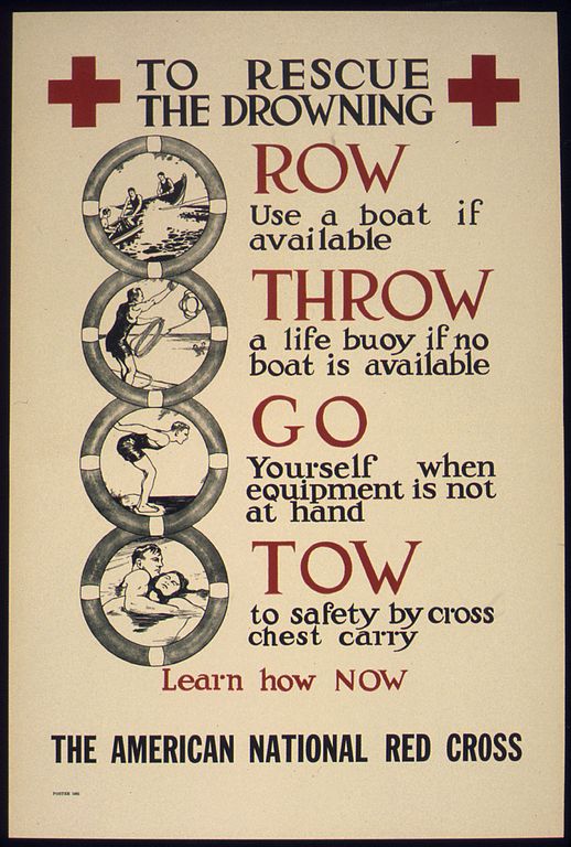 1940s American Red Cross Poster -- To Rescue the Drowning