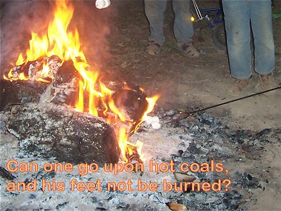 [Can one go upon hot coals, and his feet not be burned? (Proverbs 6:28)]