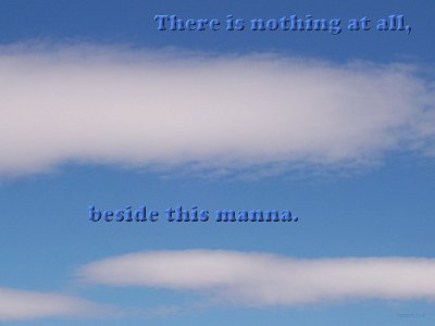 [The Scriptures say in Numbers 11:6 -- There is nothing at all, beside this manna]