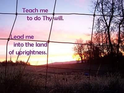 [Teach me to do thy will...lead me into the land of uprightness (Psalm 143:10)]